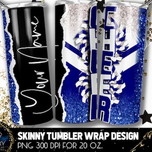 Blue White Cheer Tumbler, Add Name Cheer Tumbler Design, Cheerleader Leopard Tumbler, 20 Oz. Skinny Tumbler Wrap Sublimation