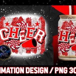 Red White Cheer Sublimation, Cheer Brush Strokes Sublimation Design, Cheerleader Sublimation, White Red Cheer Sublimation