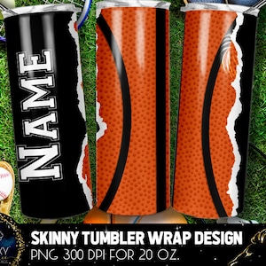 Basketball Ball Tumbler Design, Ajouter texte Basketball Ball Tumbler, 20 Oz. Skinny Tumbler Wrap Sublimation, Tumbler Design Sublimation
