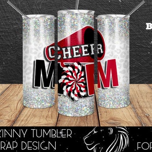 Cheer Mom Tumbler Design, Cheerleader Leopard Tumbler, 20 Oz. Skinny Tumbler Wrap Sublimation, Tumbler Designs Sublimation