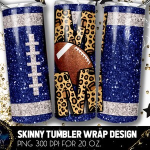 Football Mom Tumbler Design, Football Blue Glitter Tumbler, 20 oz. Sublimazione dell'involucro del tumbler magro, sublimazione dei disegni del tumbler