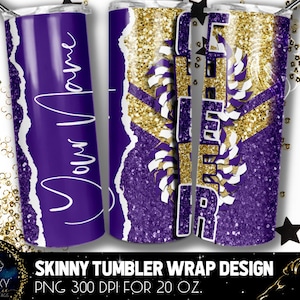 Add Name Cheer Tumbler Design, Glitter Cheerleader Tumbler, 20 Oz. Skinny Tumbler Wrap Sublimation, Purple Gold Cheer Tumbler sublimation