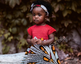 African print dress Ankara dress Crochet dress Newborn gift idea Photoshoot dress Baby shower gift idea Birthday dress Gift for girls