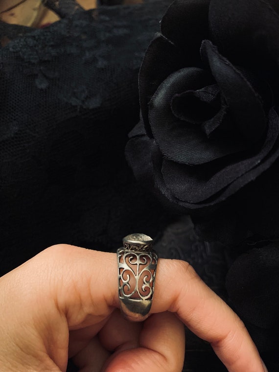 Vintage Rose Quartz Sterling Silver 925 Ring Size… - image 8