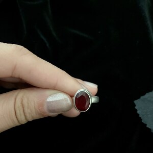 Vintage Goth Witchy Lab Ruby Sterling Zilver 925 Ringmaat 7,25 afbeelding 6