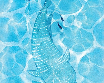 8.5x11 Whale Shark art print studio-quality