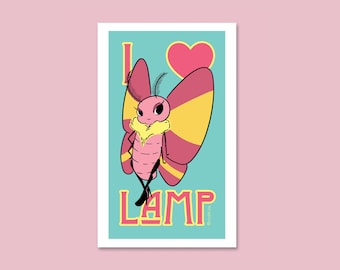 I Love Lamp Vinyl Sticker - Rosy Maple Moth, Funny Animal