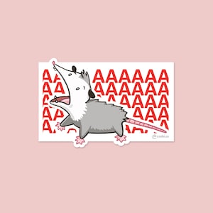 AAAA Possum Vinyl Aufkleber - Niedliche schreiende ästhetische Opossum Zubehör lustige Meme Tier Laptop Wasserflasche Aufkleber Art