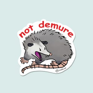 Sticker vinyle Possum Not Demure - Accessoire esthétique Opossum Mindful Mindful Funny Meme Animal Laptop bouteille d'eau Sticker Art