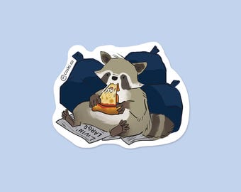Funny Raccoon Vinyl Sticker – Pizza Lover, Trash Critter