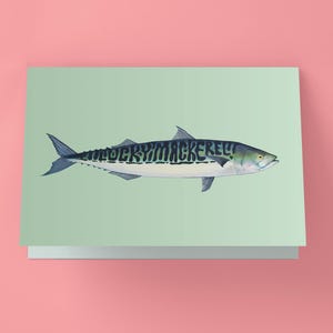 Lucky Makrele Grußkarte - Geschenk, Cute, Karte, Briefpapier, Fisch, Angeln, Papa, Onkel, Bruder