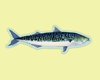 Lucky Mackerel Bumper Sticker – cute fish fishing nature outdoors Vinyl Decal