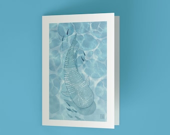 Watercolor Whale Shark Greeting Card - Handmade Stationery Gift