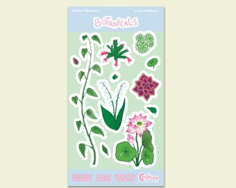 Botanical Sticker Sheet – Handmade Vinyl Plant Stickers