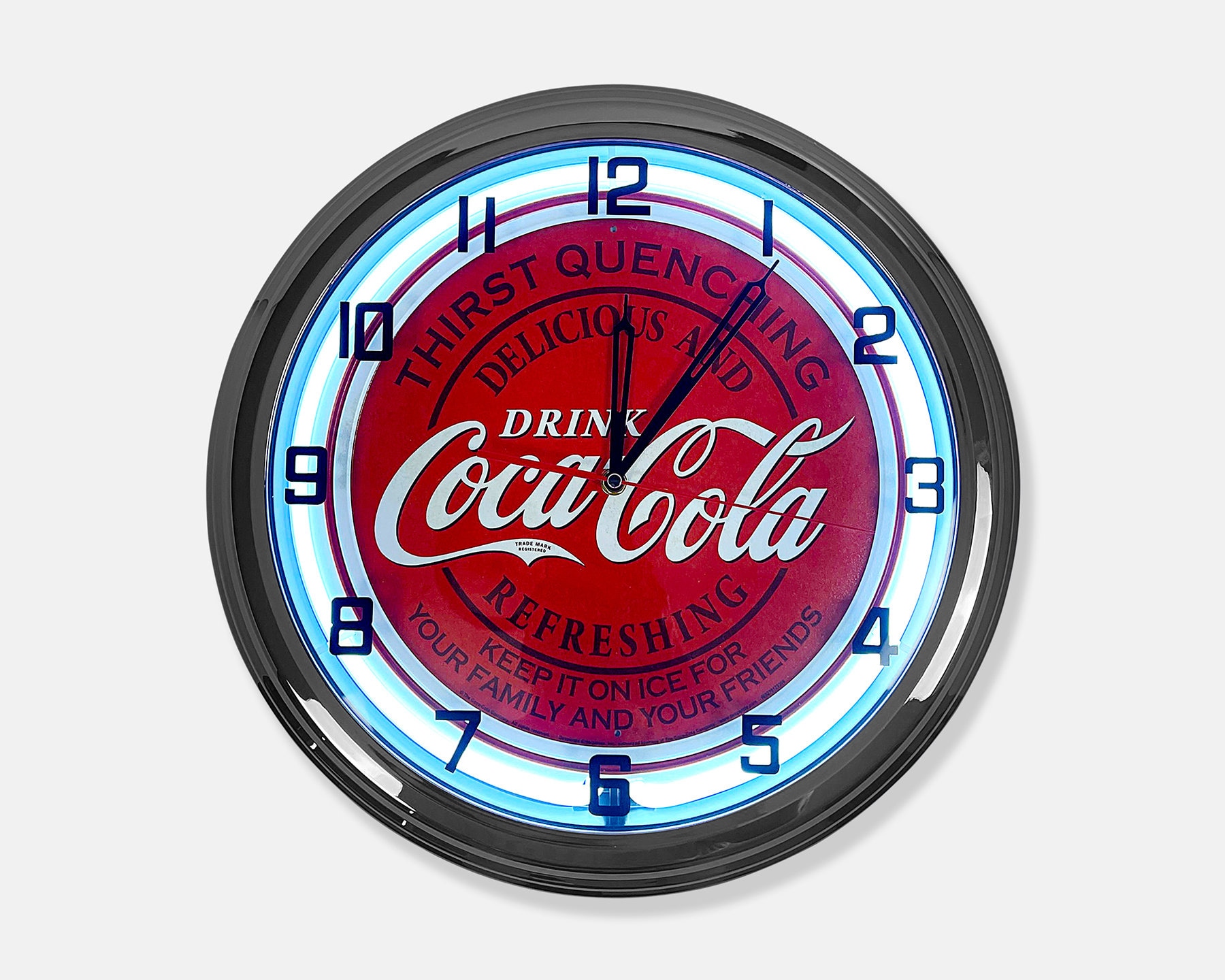 18" Coca-Cola Thirst Quenching Family and Friends Metal Sign Designed White Neon Clock - SIGNBOX-QLN720394