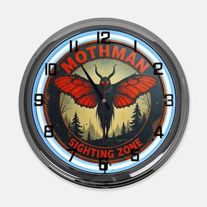 18" Mothman Sighting Zone Metal Sign Designed White Neon Clock - SIGNBOX -QLN720508