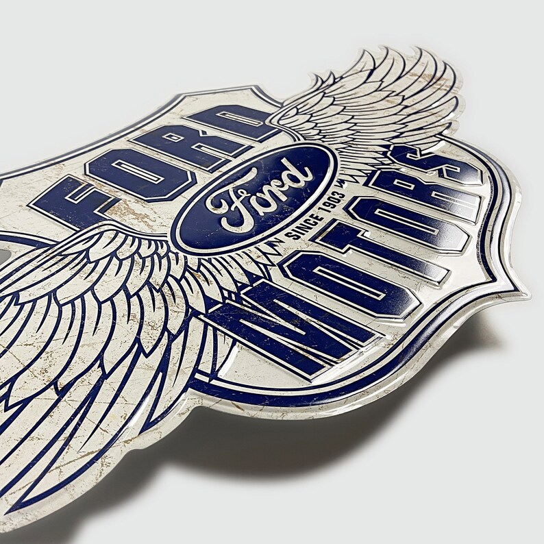 32 X 15 Ford Motors Winged Premium Large Embossed Etsy