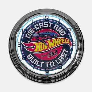 18&quot; Hot Wheels Metal Sign Designed White Neon Clock - SIGNBOX-QLN720370