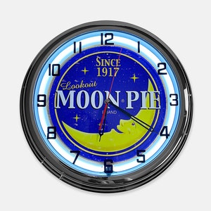 18&quot; MoonPie Metal Sign Designed White Neon Clock - SIGNBOX-QLN720358