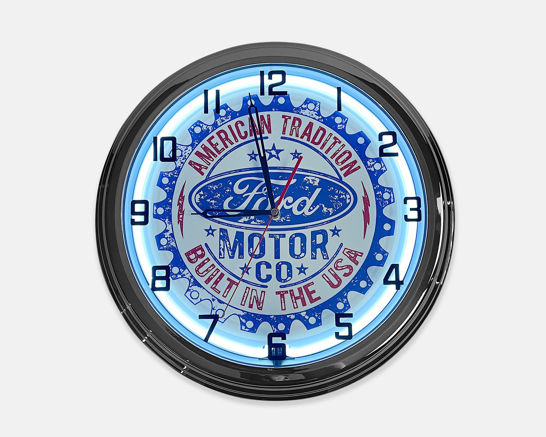 フォード　Ford　ネオン　時計 Neon Ford Clock with Backlit Graphic Autoworks Parts