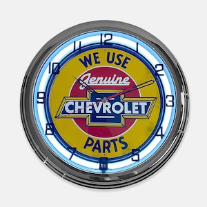 18" We Use Genuine Chevrolet Parts Metal Sign Designed White Neon Clock - SIGNBOX-QLN720364