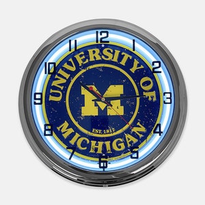 18&quot; Michigan Metal Sign Designed White Neon Clock - SIGNBOX-QLN720346
