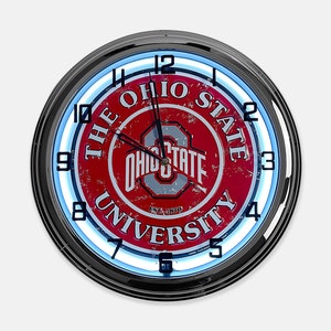 18&quot; Ohio State Buckeyes Metal Sign Designed White Neon Clock - SIGNBOX-QLN720373