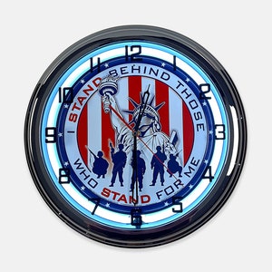 18&quot; I Stand Behind Those Who Stand For Me Metal Sign Designed White Neon Clock - SIGNBOX-QLN720383
