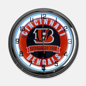 18&quot; Cincinnati Bengals Metal Sign Designed White Neon Clock - SIGNBOX-QLN720371