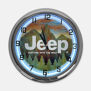 18&quot; Jeep Venture Metal Sign Designed White Neon Clock - SIGNBOX-QLN720345