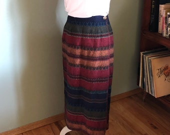 Vintage Southwestern Wrap Skirt Wool Multi Color Fringe - Etsy