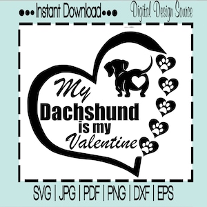 Dachshund Valentine SVG, SVG files for Silhouette, SVG files for Cricut, Dog svg, Dachshund Decal, Vinyl Cut File