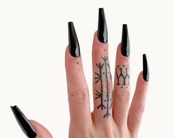 Black Press on Nails | Strong Glue on Nails | 24 handmade fake nails
