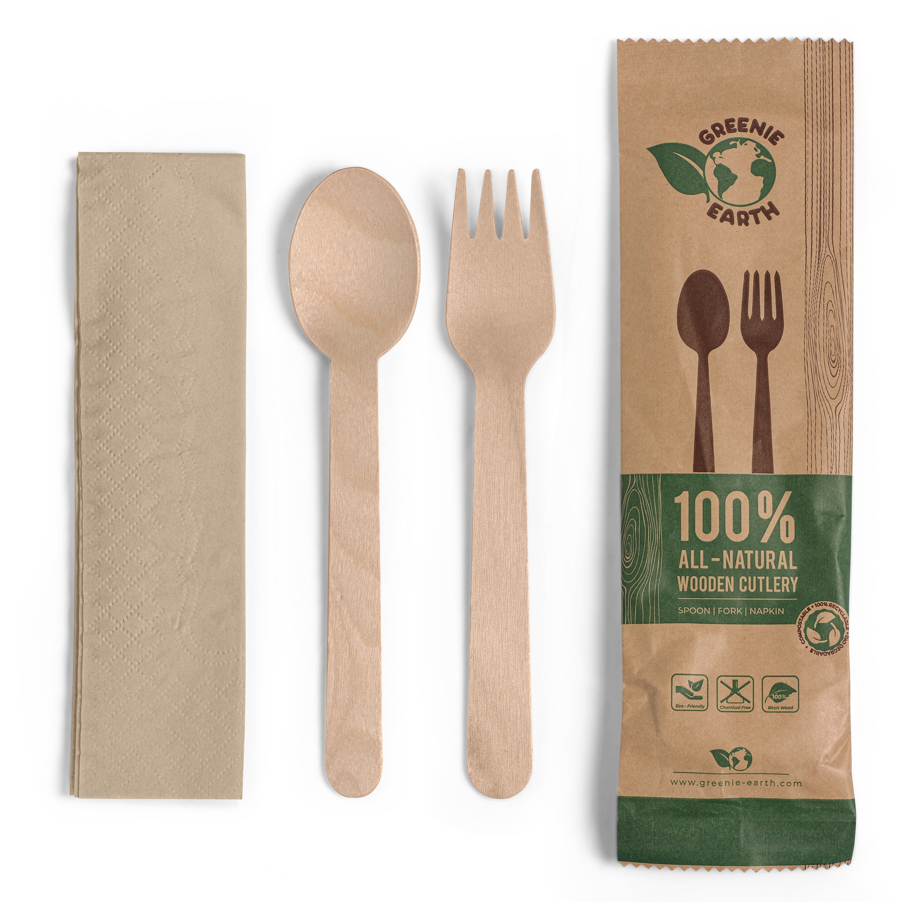 100 Disposable Wooden Cutlery Kits With Fork Spoon and Napkin Etsy