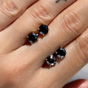 VVS1 black moissanite earrings stud with screw back, Black lab grown diamond stud earrings, Iced out hip hop jewelry, Birthday gift for him
