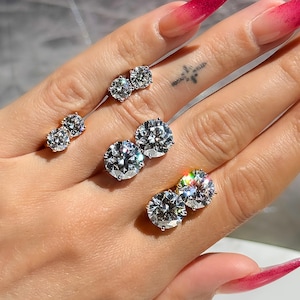 VVS1 Moissanite stud earrings with screw back, Lab grown diamond earrings, Iced out hip hop jewelry, Luxury earrings set for men & women