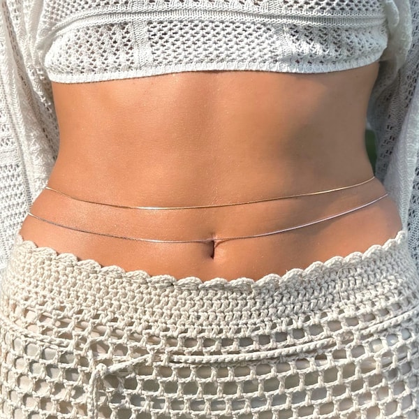 Adjustable Bikini Waist Chain: 925 Sterling Silver Waterproof Body Jewelry