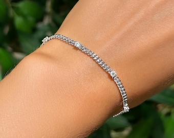 3mm VVS Moissanite Miami Cuban Link Bracelet: Diamond Alternative