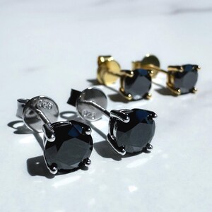 Pendientes de moissanita negra VVS1 con cierre de rosca, pendientes de diamantes negros cultivados en laboratorio, joyas de hip hop con efecto hielo, regalo de cumpleaños para él