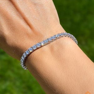 Pulsera de tenis ajustable de moissanita VVS de 2-4 mm: plata de ley vermeil de oro de 18 quilates