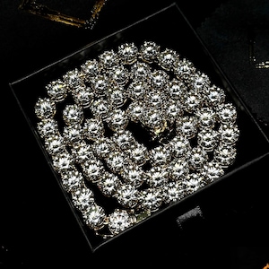 8-10mm VVS1 Moissanite sterling silver tennis chains and bracelets, Large crystal cluster, Lab grown diamond tennis necklace, Iced out chain