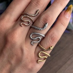 Snake ring for women, Silver snake wedding ring for her, 21st birthday gift for her, 1 year anniversary gift, 50th birthday gift