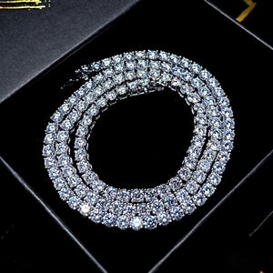 2-6mm VVS1 Moissanite sterling silver tennis chains and bracelets, Diamond tennis necklace, Iced out chain, Anniversary gift for him or her
