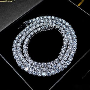 2-6.5mm VVS1 Moissanite Silver Tennis Chain or Bracelet: Diamond Alternative Waterproof Jewelry