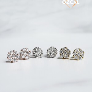 Moissanite Flower Stud Earrings: 18K Gold Plated Floral Jewelry