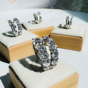 2-5mm VVS Moissanite Huggie Hoop Earrings: Gold Plated Sterling Silver