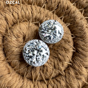 3-10mm VVS1 Moissanite Halo Stud Earrings: Waterproof Solid Sterling Silver Jewelry