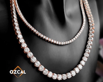 2-6.5 mm VVS Moissanit Rose Gold Tennis Halsketten und Armbänder: Massiv Sterling Silber Wasserdicht Schmuck