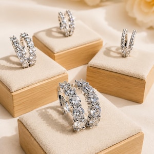 2-5 mm VVS Moissanite Huggie-oorringen: verguld sterlingzilver