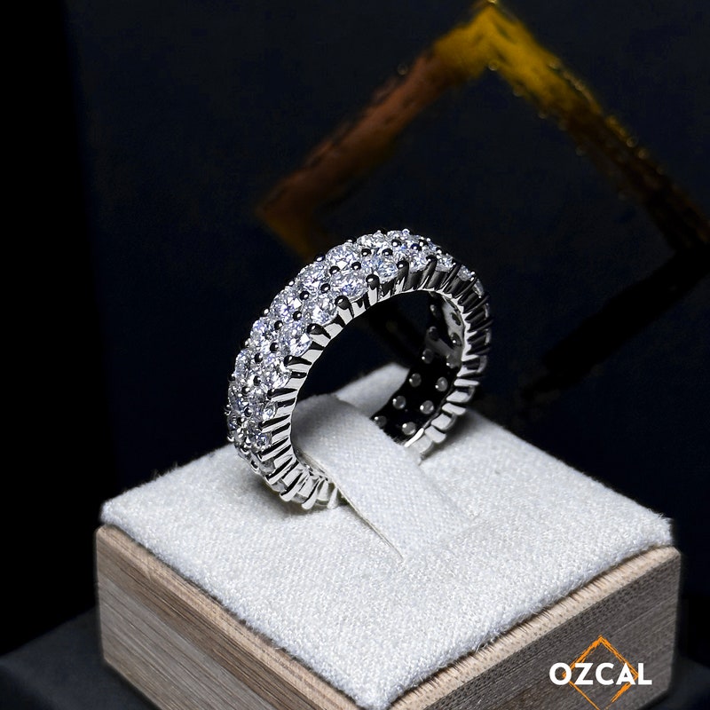 3 Row Lab Diamond Band - Etsy
